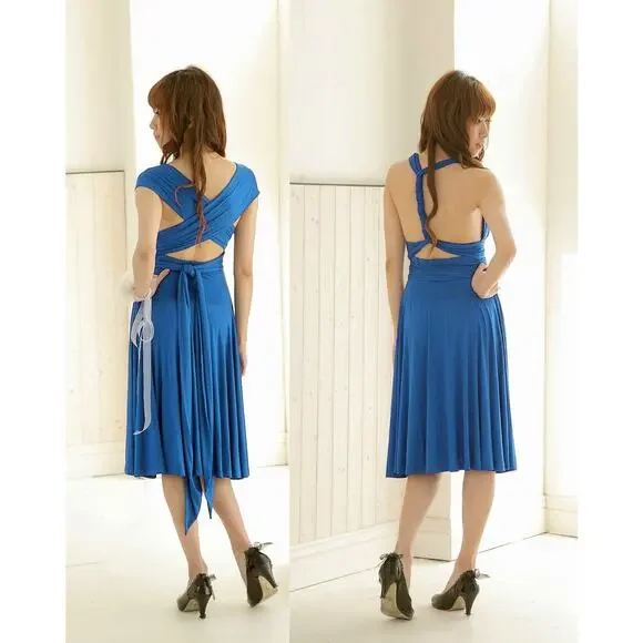 ChristinTina Convertible Infinity Wrap Dress Small Teal Blue Modal Cocktail - Picture 3 of 8